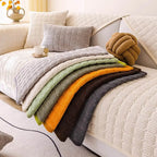 Cozy Quilted Grid Corduroy Thickened Anti-Slip Sofa Cover
