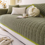 Cozy Quilted Grid Corduroy Thickened Anti-Slip Sofa Cover